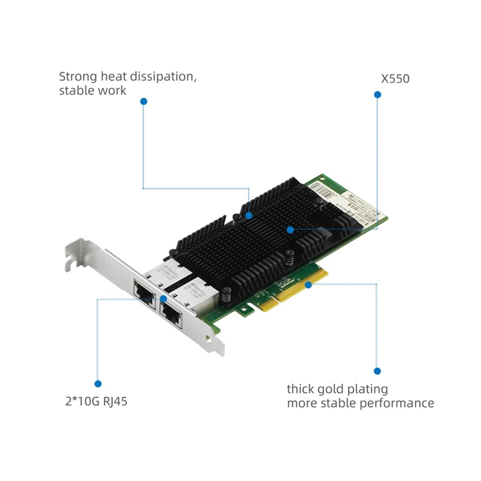 Karta sieciowa 1025PT 10 GB PCI-E x8 podwójny miedziany port RJ45 PCI Express Ethernet LAN Adapter NIC oparty na In-tel X550-T2