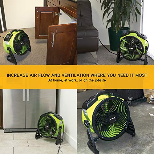 Xpower Fc-200 Heavy Duty Industrial High Velocity Whole Room Air Mover Air Circulator Utility Floor Fan, 4 Speeds, Timer, 13 Inch, 1300 Cfm #TOP6