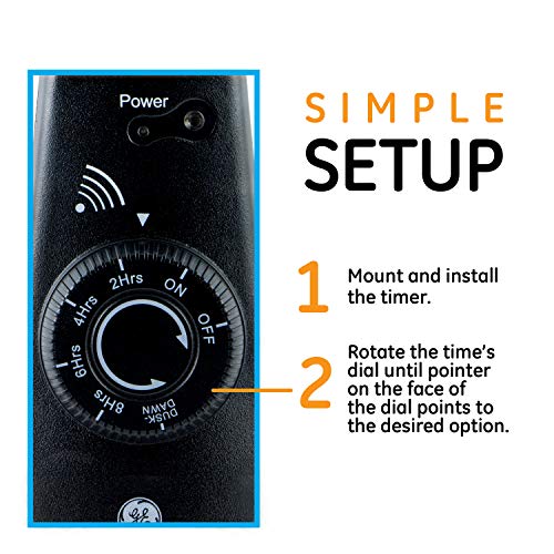 GE Outdoor 24Hour DusktoDawn Outlet Timer, Light Sensing, Dusk to