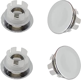 4 Pack Bathroom Basin Sink Round Tidy Trim Chrome Round Overflow Cover, Plating Round Overflow Hole Cover Ring for Home, Sink, Bathroom, Kitchen(Silver)