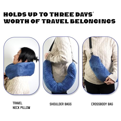Image of 1 /2PCS Travel Pillow Stuffable with Clothes As Carry-On Luggage Fits Up to 3 Days of Travel Essentials, Multifunctional U-Shaped Pillowcase for Business, Trip, Outdoor (2PCS-Black)