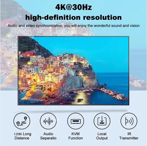 ACTON Extendeur KVM HDMI 4K 120M par RJ45 Ethernet Cat5e Cat6 convertisseur de câble TX RX Support USB souris clavier