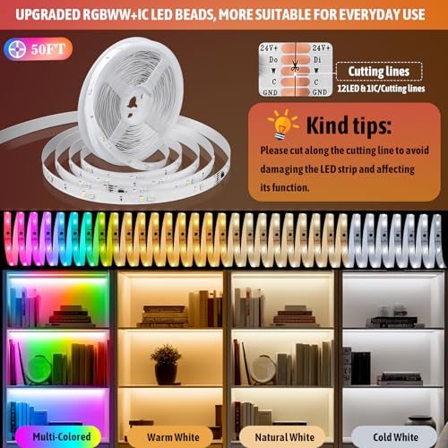 Tira de LED RGBWW+IC 50 pies Dimmable Multi-color miniatura 4