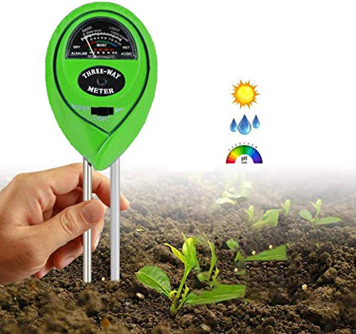 Bodentester, 3 in 1 Boden-pH-Messgerät, Boden Feuchtigkeit Meter für Feuchtigkeit/Sonnenlicht/pH für Pflanzenerde, Garten, Bauernhof, Rasen, Indoor, Outdoor - kein Batterien erforderlich (Licht Grün) Cover
