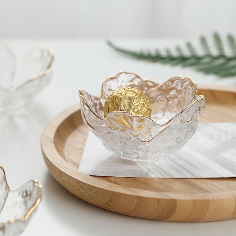 PIPITA Pack of 6 Transparent Cherry Blossom Dessert Bowls, Spice Bowls, Sauce Bowls, Glass Dipping Bowls, Mini Crystal Bowls for Ice Cream, Dessert, Dessert, Snack, Ketchup, Soy Sauce, Vinegar