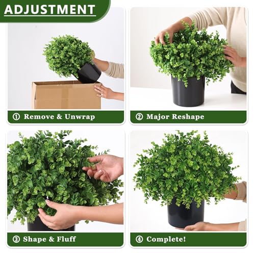 Planta en maceta de eucalipto sintético decoración exterior jardín juego de 2 arbustos falsos 5