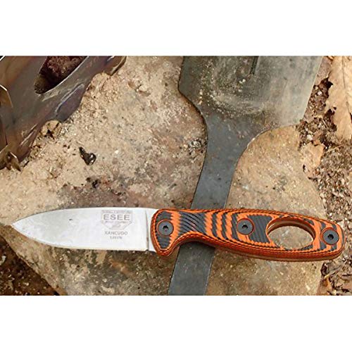 ESEE Xancudo S35V, cabo 3D laranja/preto G-10, bainha preta (laranja/preto G-10 com orifício)