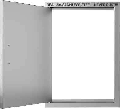 Outdoor Kitchen Door 17" W x 24" H-304 Stainless Steel Never Rust Cabinet Door-Double Layer-BBQ Access Doors-Weatherproof GrillDoor-Flush Mount BBQ Island Doors-MetalDoor for Outdoor Indoor Kitchen