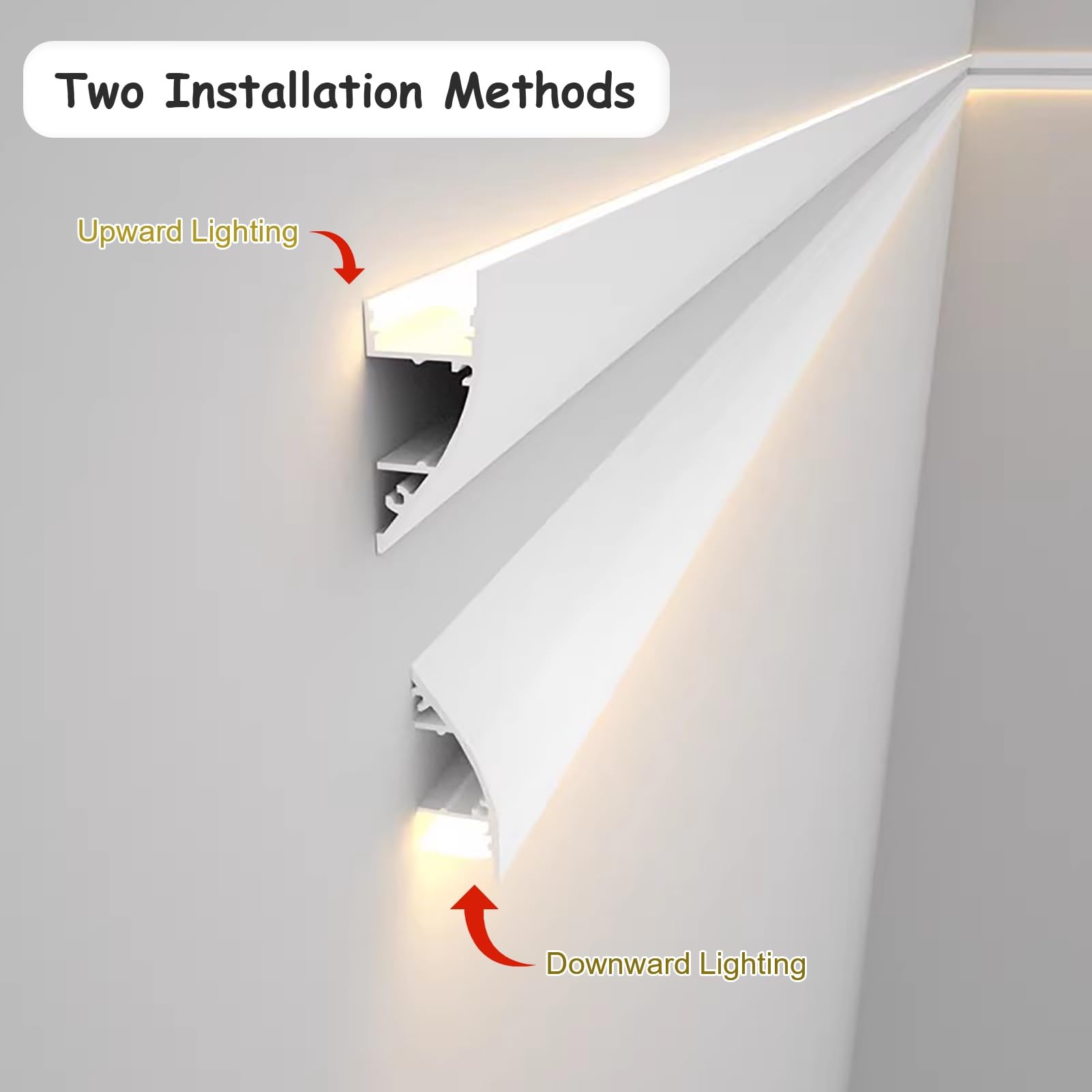 Profili per Strisce LED 1-30 Canali di Illuminazione a LED per Modanatura a Corona, Binario per Illuminazione Indiretta a Soffitto e Parete, Diffusore Flessibile per Striscia LED(3.5m/11.5ft)