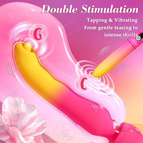Image of G Spot Vibrator Wand & Bullet Vibrator Set - Flapping Vibrators Sex Toys for Women, Clitoral Dildo with 7 Vibrating & 7 Tapping Modes, Waterproof Wand Massager, Adult Sex Toy (Yellow & Pink)