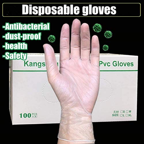 BURFLY Industrial Extra Large Clear Disposable Vinyl Gloves - Latex Free, Powder Free, Disposable, Box of 100