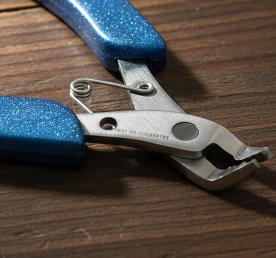 Image of Beadsnfashion Steel Jewellery Making Crimping Plier (4.5 Inch) - Professional Stainless Steel Jewellery Making Tool with Blue Grips Handle for Lock The Beading Wire and Detailed Craft Work