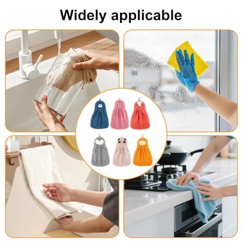 6-teiliges Set Kinder Hand Handtuch mit Aufhängerschlaufe, Kinder Handtuch Tier Kinderhandtuch Set 36 X 23 cm, Mikrofaser Absorbierende Handtücher zum Baden, Händewaschen und Reinigen Im Haushalt