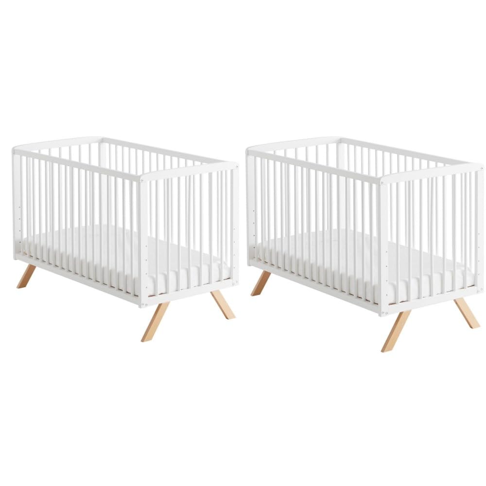 Cuna Gemelar Colecho 60x120 cm. Uso Desde el Nacimiento | Nuru CoolDreams | Estilo nórdico infantil. Apta para gemelos hasta 3 años. Kit colecho incluido, 2 unidades completas.