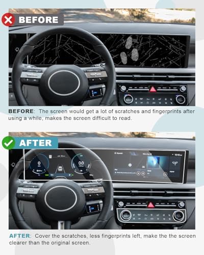 CDEFG 3Pcs for 2026 Hyundai Tucson Screen Protector, Tempered Glass 2025 2026 Tucson (SE, SEL, SEL Convenience, XRT, Limited) Accessories 12.3 Inch All-in-One Touchscreen & AC Screen Cover - 1