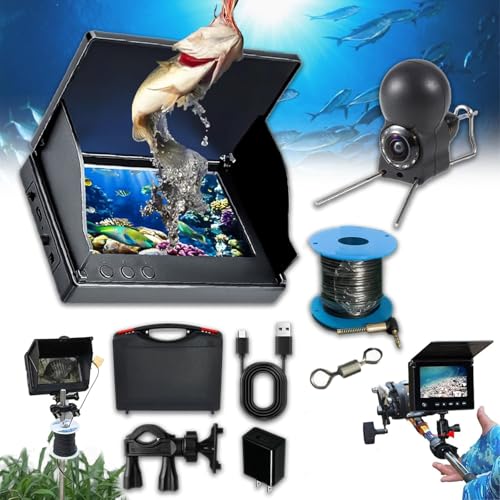 Colitt-Underwater Fishing Camera Fishing Camera with Infrared Night Vision Light Portable Fish Finder with 164ft Cable Waterproof Fishing Monitor Underwater Camera for Ice Lake Fishing(5in,30m/98ft)