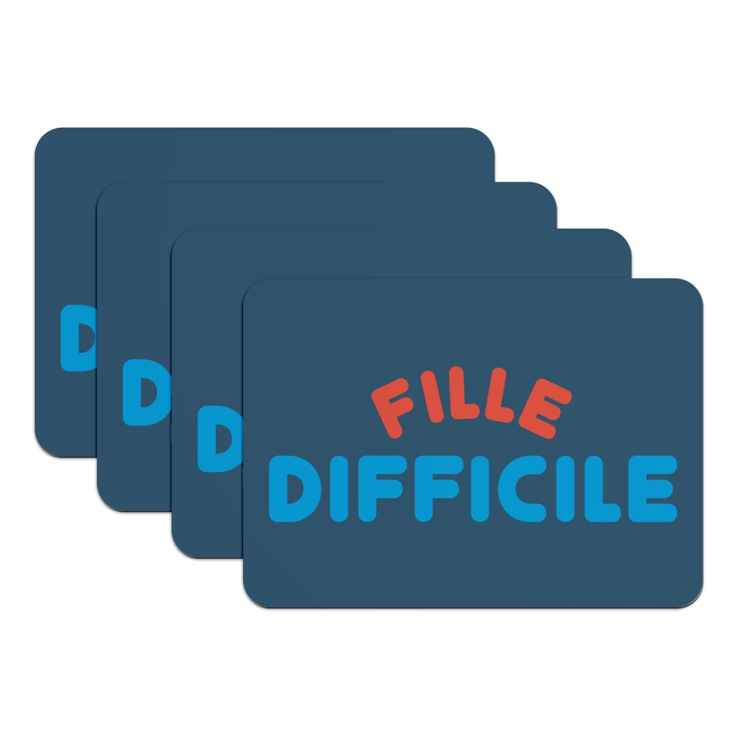 Lot de 4 sets de table bleu en caoutchouc cadeau original femme de caractère