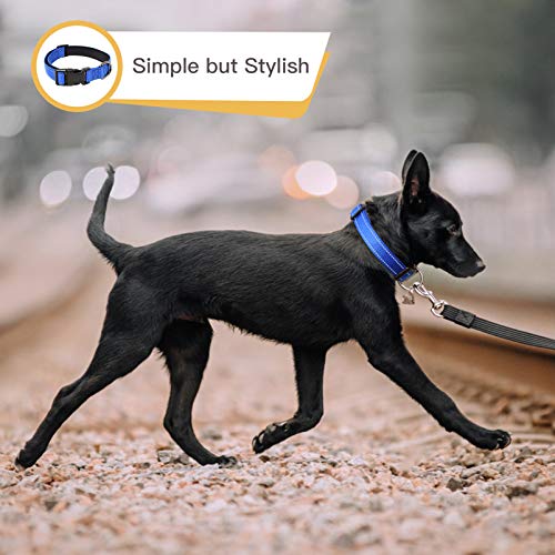 Image of HEELE Dog Collar, Reflective Dog Collar, Soft Neoprene Padded Breathable Nylon Pet Collar Adjustable for Large Dogs, Royal Blue, L(15.74-25.98 inch)
