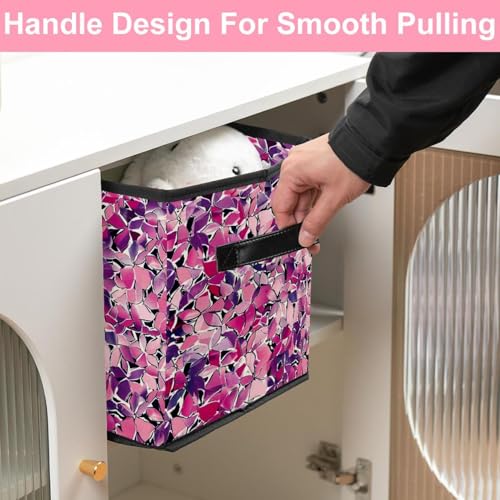 Panier de rangement en tissu fleurs roses pour organiser vos étagères