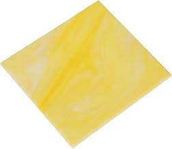 QUARKZMAN Azulejo de mosaico de vidrio de 3,9 pulgadas x 3,9 pulgadas, placas de vidrio amarillo claro para manualidades, manualidades, sombras de color, proyecto de arte