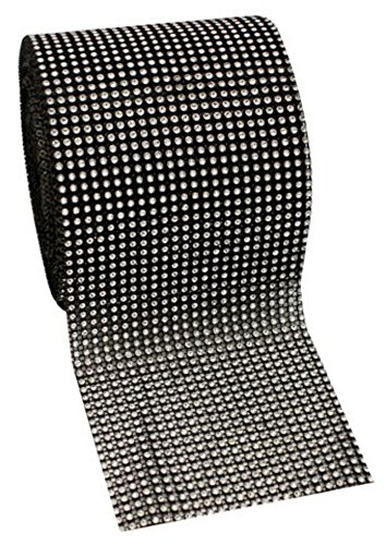 Black & Clear Diamond Rhinestone Mesh Ribbon, Wedding Ribbon, Diaper Cake Ribbon, 4.75