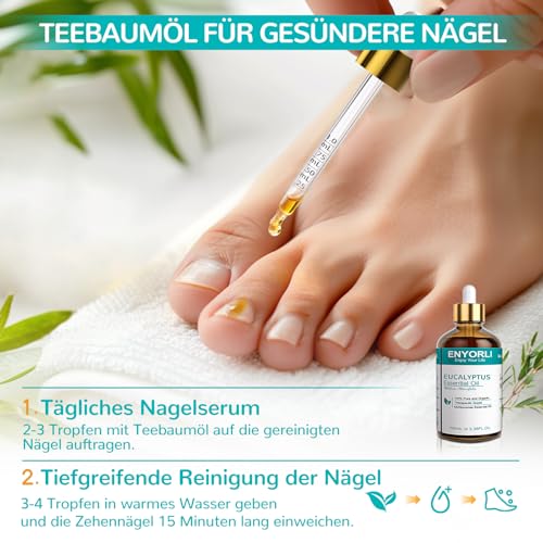 ENYORLI Teebaumöl 100ml 100% Naturrein Tea Tree Oil Reines und Ätherisches Aromatherapieöl Vegan Teebaum Ätherisches Öl für Diffuser,Shampoo, Gesicht,Haut, Nagel