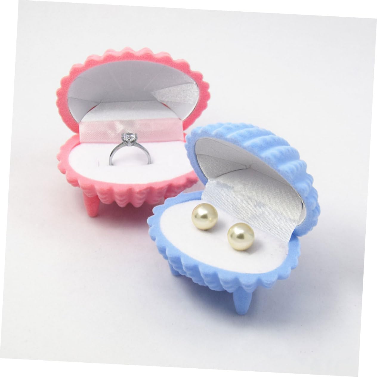 BESPORTBLE 5 Set Scatola Di Gioielli Conchiglie Di Perle Titolare Collana Display Chiave Vetrina Per Collane Custodie Per Gioielli Piccole Scatole Di Gioielli Portagioielli Flanella 2 Pezzi*5