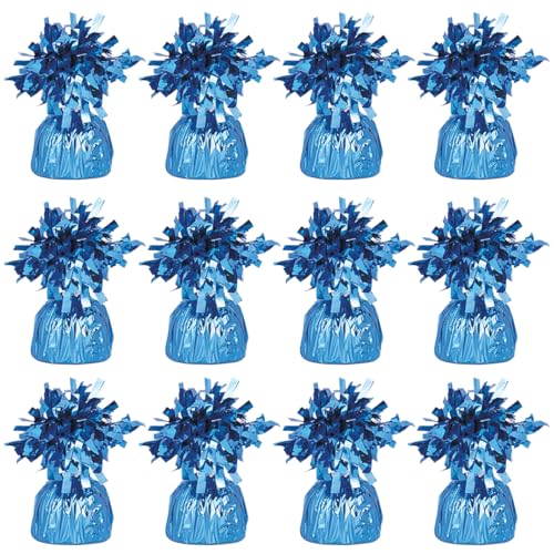 PARTYRAMA.CO.UK Light Blue Foil Helium Balloon Weights 175gr - Pack of 12 - Durable & Colourful Weights for Birthdays Parties Events & Celebrations - Perfect Balloon Weight Holders
