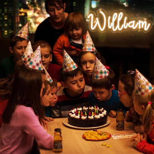 Image of William Name Neon Sign,LED Name William Neon Light for Kids Bedroom,Birthday William Party Decoration,Neon Sign Customizable for Wall Decor,Perfect Name for boy,Size 13.4 * 5.1 inches(JTLD096)