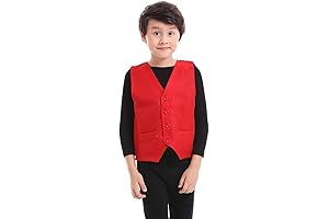 Vibrant and Versatile Red Vest for Boys' Pageantry