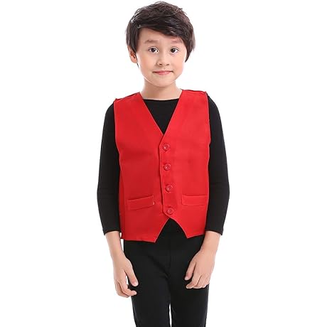 Vibrant and Versatile Red Vest for Boys' Pageantry