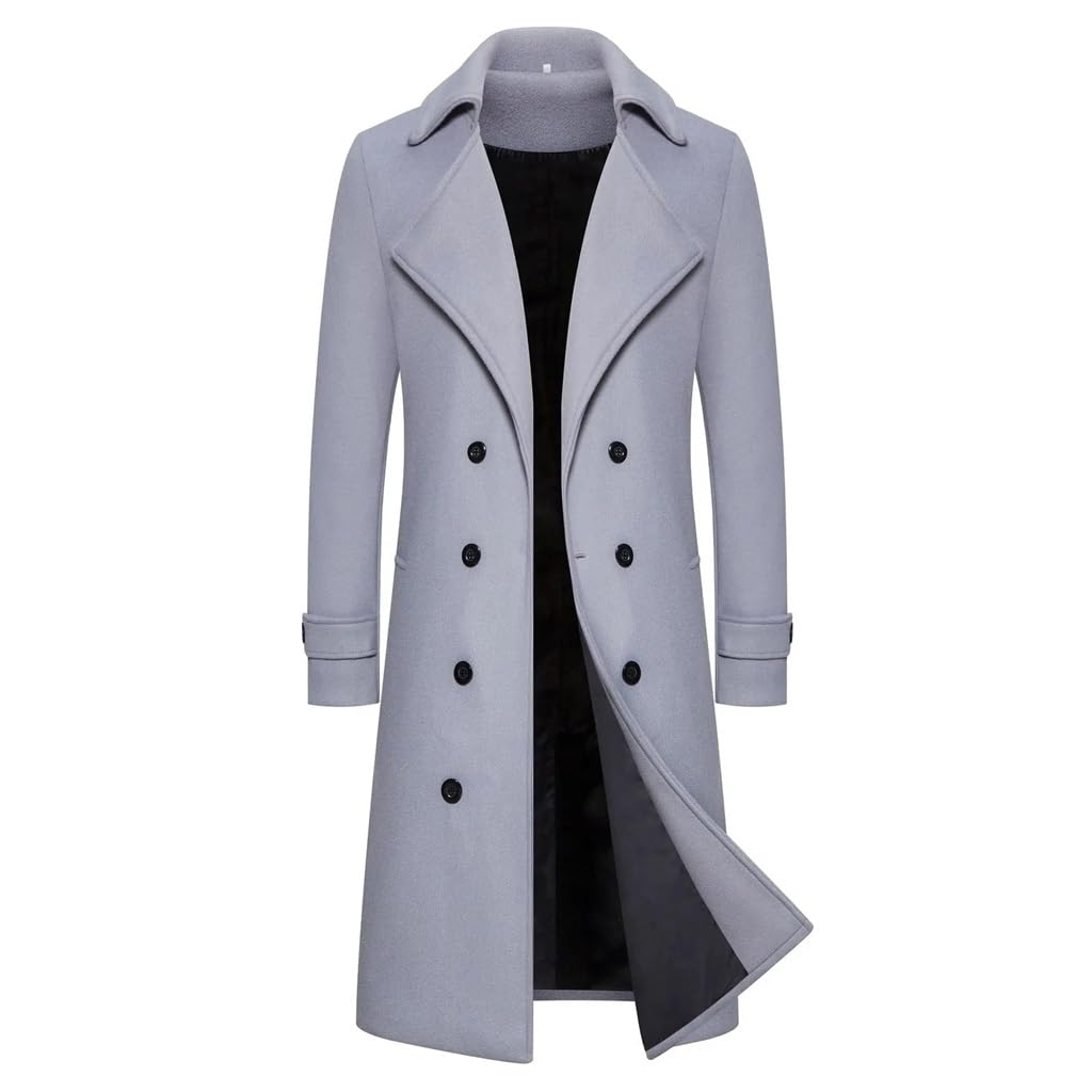 Manteau à revers chinois polyvalent de couleur unie taille XL
