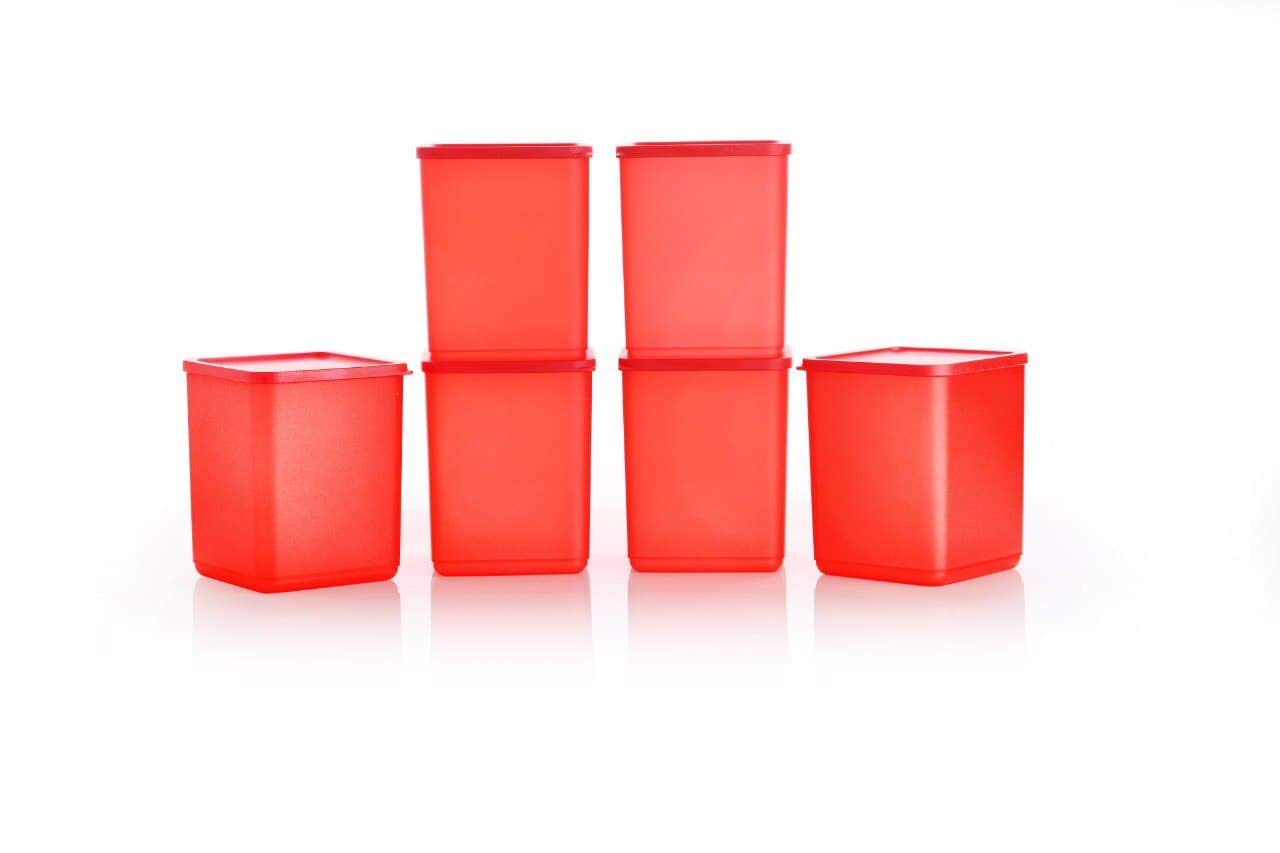 Cheshtha Plastic Container for Kitchen & Fridge Space Saver Containers for Storage | Plastic Dabba Set for Kitchen 1000ml set 6 (red)