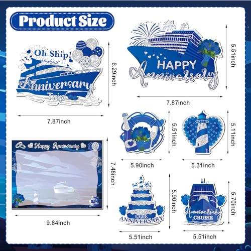 Imanes Decorativos Happy Anniversary Azul Plata miniatura 7