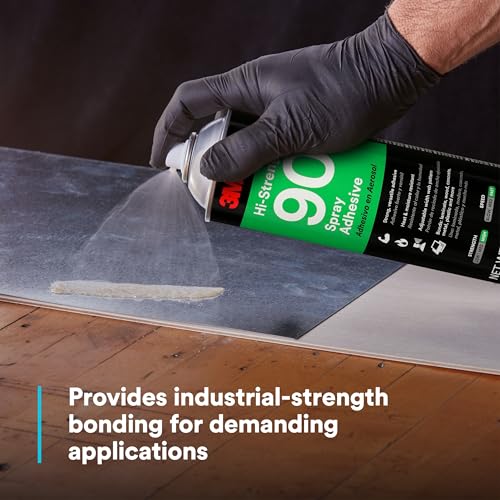 Image of 3M Hi-Strength Spray Adhesive 90, Clear Glue, Permanent, High Strength Bonding, High Tack, Bonds Laminate, Wood, Concrete, Metal, Plastic, 17.6 oz Net Wt, NOT FOR SALE IN CA AND OTHER STATES