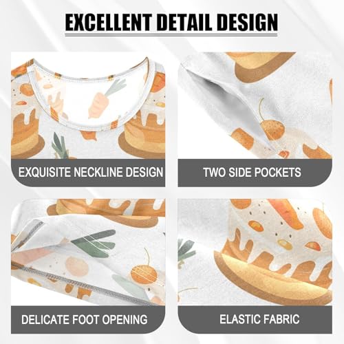 ALAZA Cake Carrot Cartoon Pajamas Short Sleeve 2 Piece Sleepwear Top and Bottom Pajama Set Unisex4