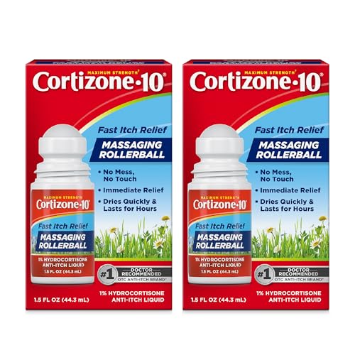 Cortizone 10 Maximum Strength Fast Itch Relief with Massaging Rollerball, 1% Hydrocortisone, 1.5...