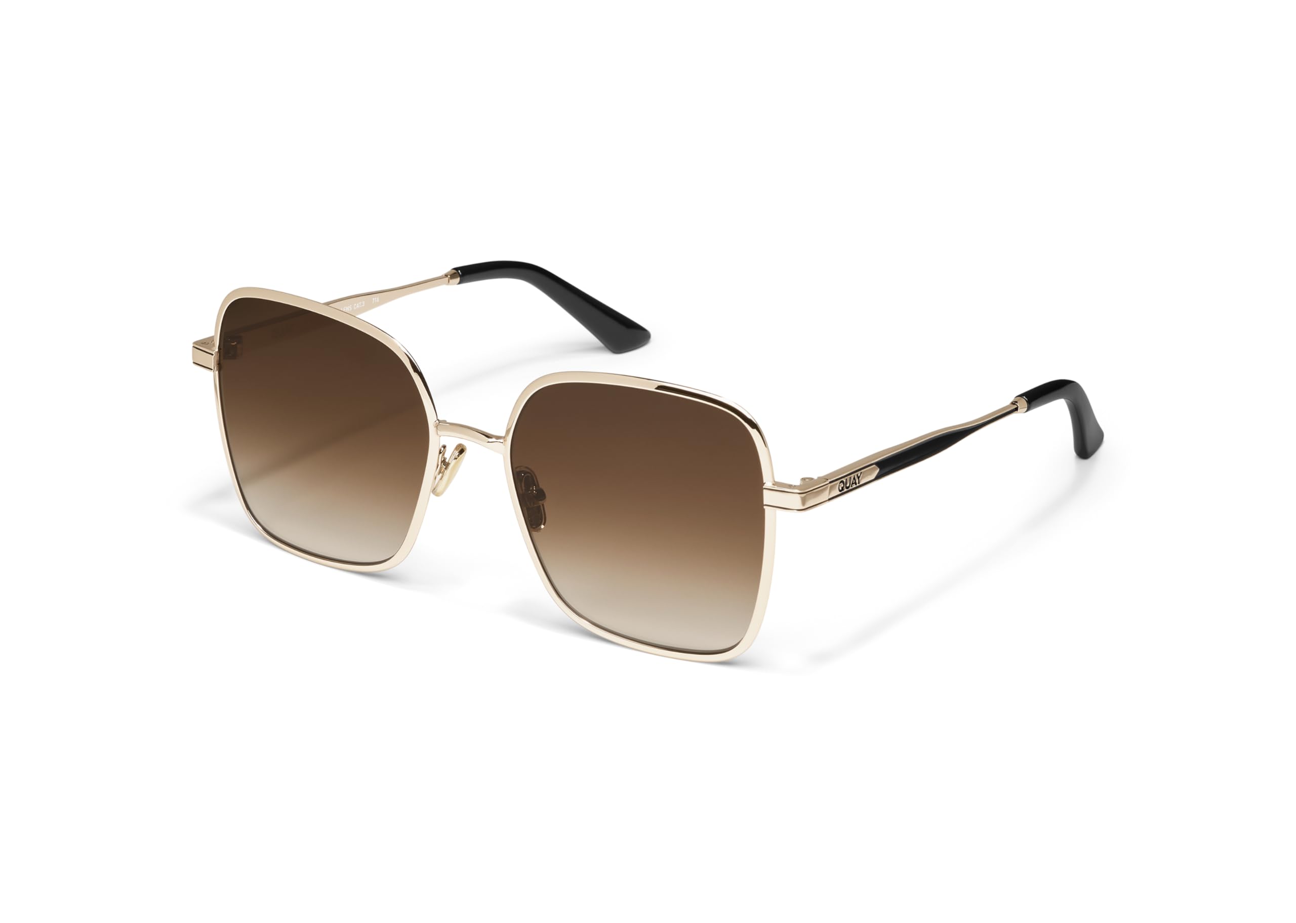 Quay - Occhiali da sole da donna, lenti quadrate con protezione UV, occhiali da sole di grandi dimensioni (5th ave, oro/marrone), dorato/marrone, extra large