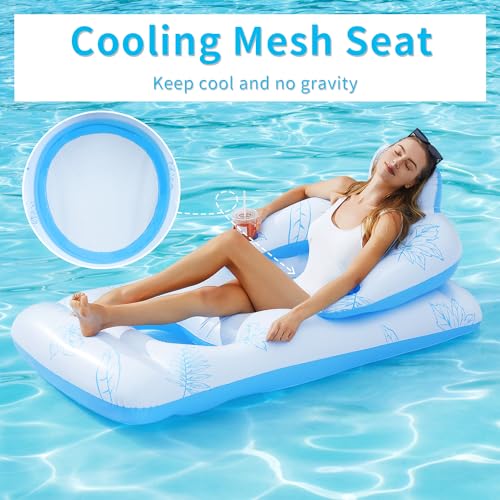 image for Inflatable Pool Lounger Float Adult, BAIAI Tanning Pool Lounger Float 