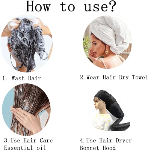 LXTaoler Bonnet Hood Hair Dryer, Adjustable Bonnet Hooded Cap for Hand Held Hair Dryer, Portable Hair Steamer Drying Cap for Women Long Curly Hair (Black) - Image 6