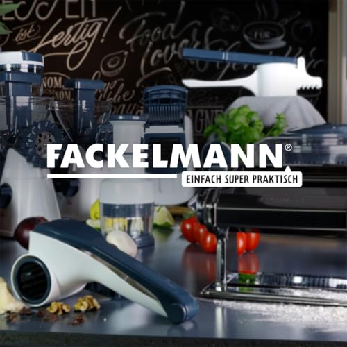Foto von Fackelmann #easyprepare Nudelmaschine für leckere Pasta – Aufsätze für Lasagneblätter, Tagliatelle & Spaghetti – Inklusive Tischhalterung und Anti-Rutsch-Boden, Weiß/Blau-grau
