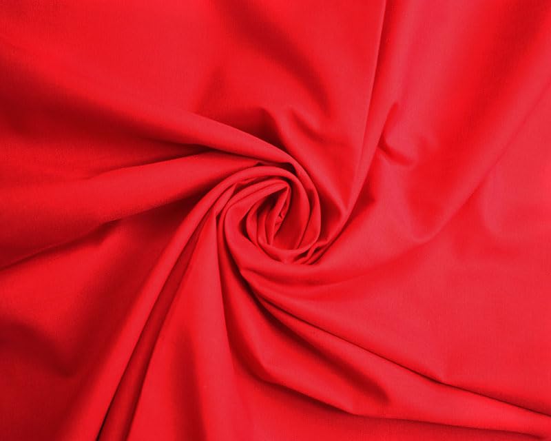 Needleberry Red Polycotton Fabric - 5 Metre x 112cm - 80% Polyester 20% Cotton - Lightweight Durable Material for Sewing, Crafts & Dressmaking