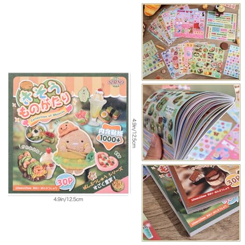 Image of Girl's Japanese Retro Sticker Book, 1000+ Cute Comics Style Food Stickers, for DIY Scrapbooking Journaling Handbook Decoration