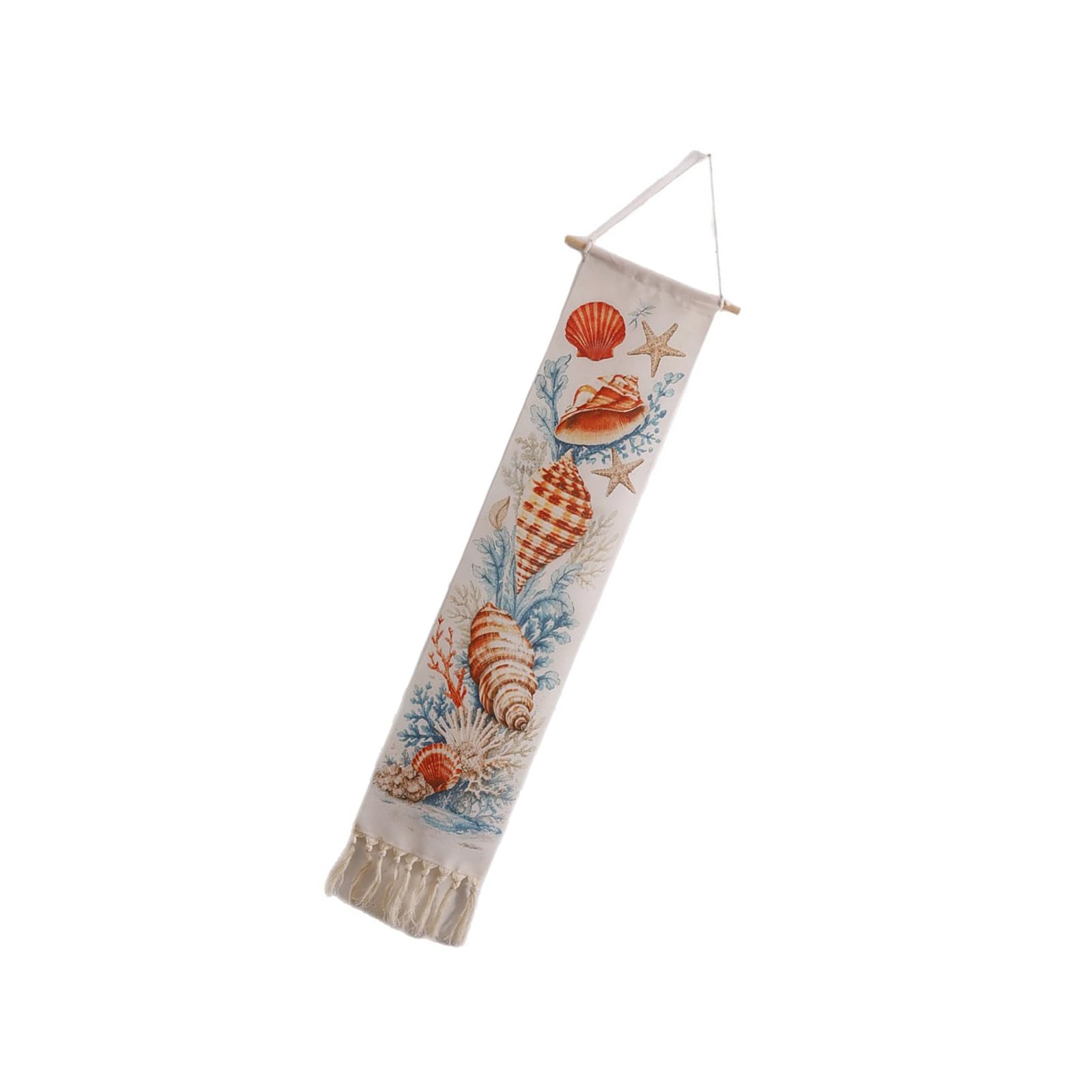APGLSXY Coastal Wall Decor Woven Cotton Shell with Fringe, 20 X 85 Cm Per Piece for Bedroom Entryway Display Beachy Apartment Decor Shell Textile Art Woven Wall Narrow Hallway Accent