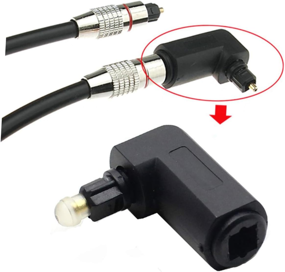 Angoily 90 Degree Bend Fiber Optic Adapter Male to Female Optical Audio Connector for Home Theater and Audio Systems Mini Size Sturdy Design