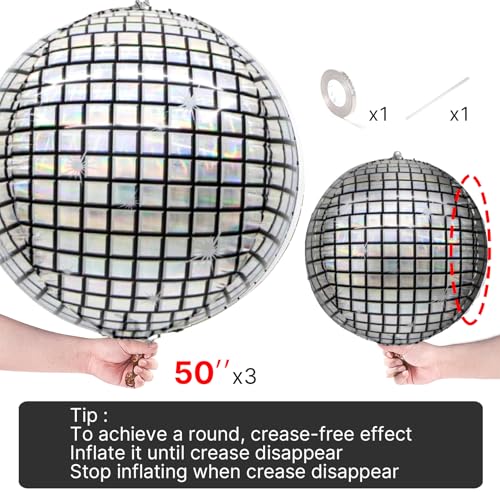 Image of PartyWoo Silver Foil Balloons 3pcs Large Round Giant Jumbo 4D Balloons