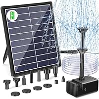 Biling 6W Solar Springbrunnen für außen mit Akku, 10 Fontänenstilen und mit 3000 mAh Batterie Solarbrunnen für Draussen Gartenteiche Vogel-Bad Schwimmende, mit Wasserleitung DIY Solar Wasserspiele