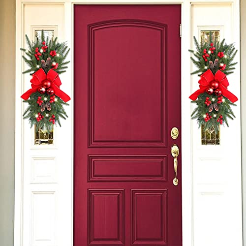 Tunkence Christmas Decorations The Cordless Prelit Stairway Trim Christmas Wreaths For Front Door Holiday Wall Window Hanging Ornaments For Indoor Outdoor Home Xmas Decor #TOP6
