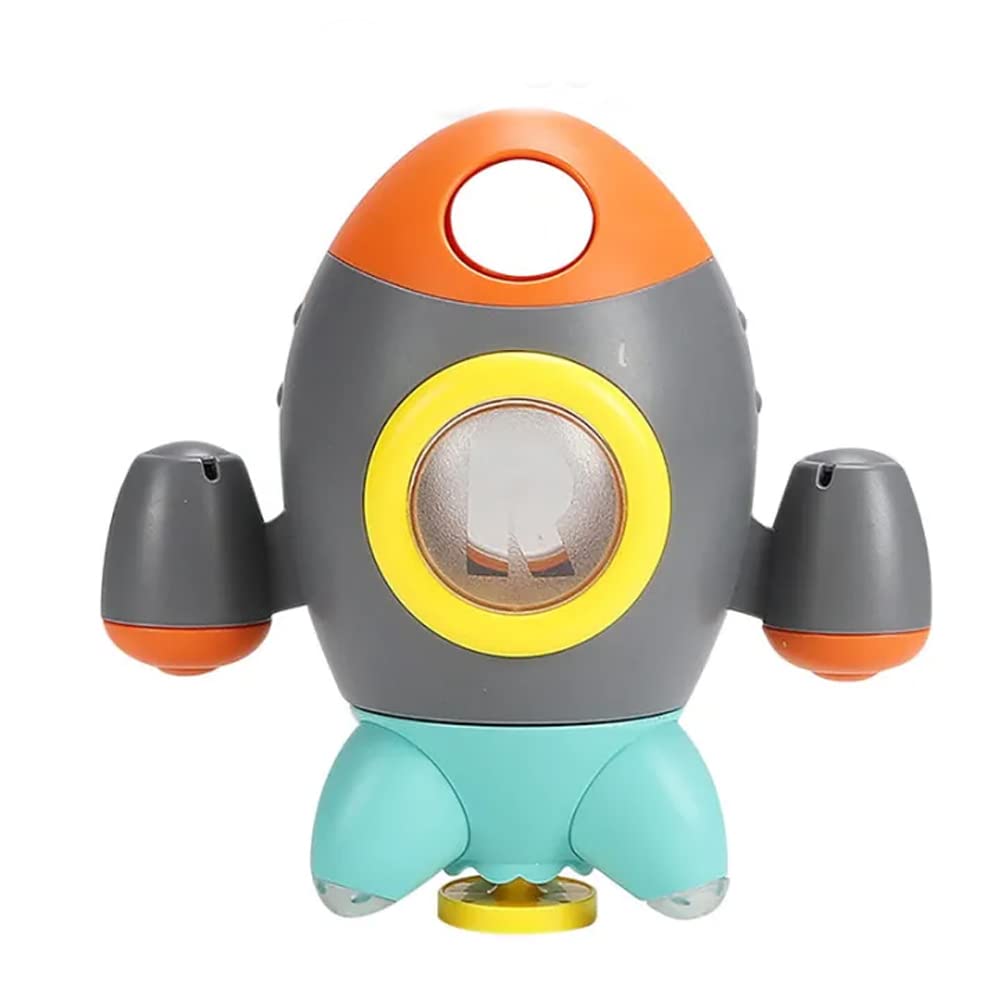 AMERTEER Space Bath Toys, Space Toys for Toddlers Theme Baby Rocket Toys for Kids with Rotatable Waterwheel and Eyes, Fun Toddler Rocket Ship Toys for Kids for Baby Bath Tub