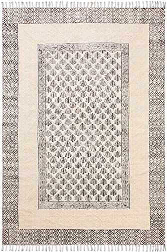 CASAVANI Collection Runner - 2.6x8 Area Rug Black Cotton Dhurrie Oriental Kilim Rug Indoor Outdoor Use Flatweave Rugs for Bedroom Bedside Runner Kitchen Hallway & Stair
